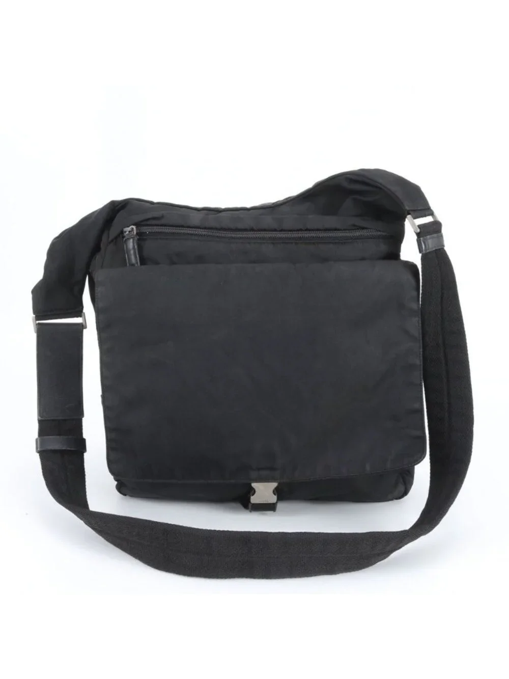 Prada Tessuto Nylon Triangle Logo Leather Shoulder Bag Crossbody